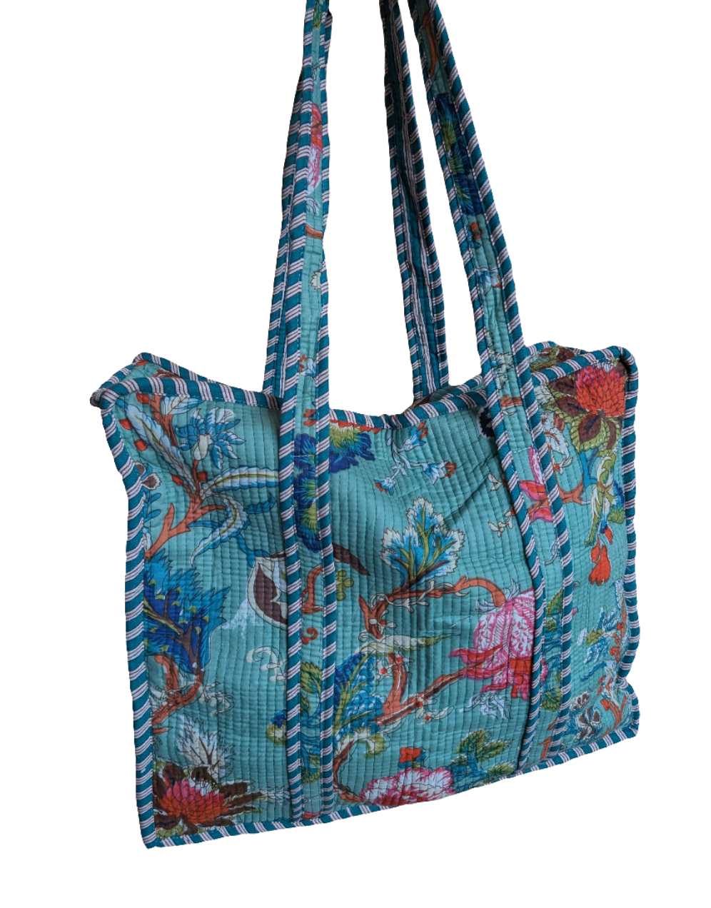 Blue floral tote bags