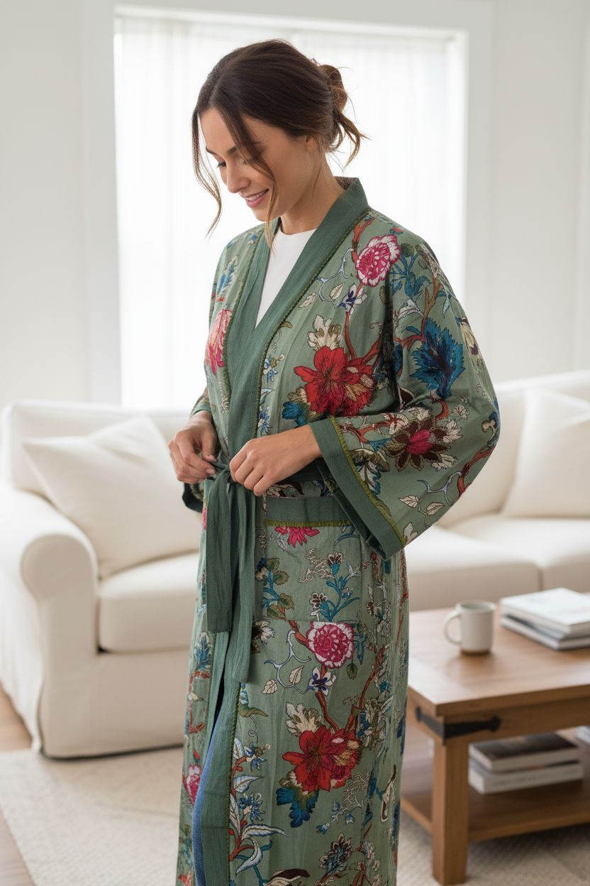 Lightweight 100% cotton robe