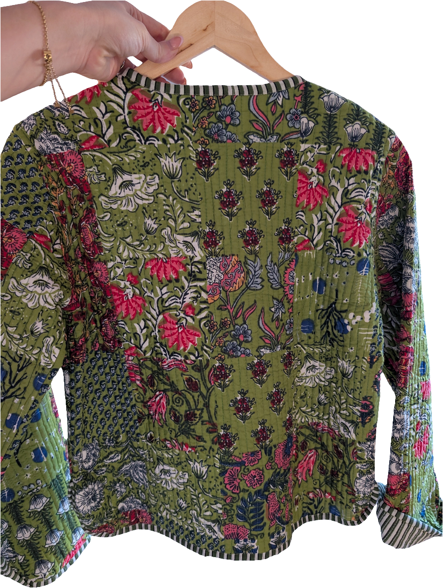 Green Floral Patchwork revisable jacket