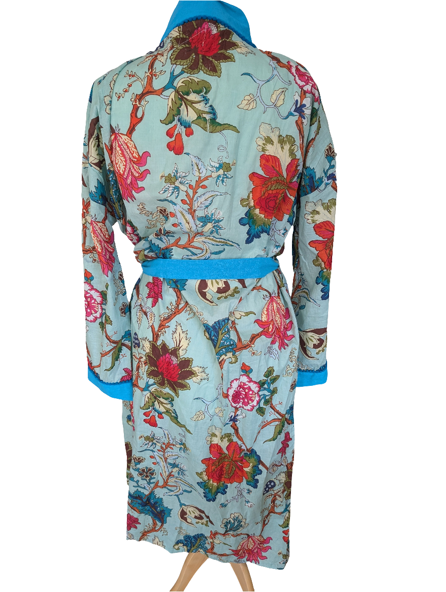 Blue Lightweight 100% cotton robe
