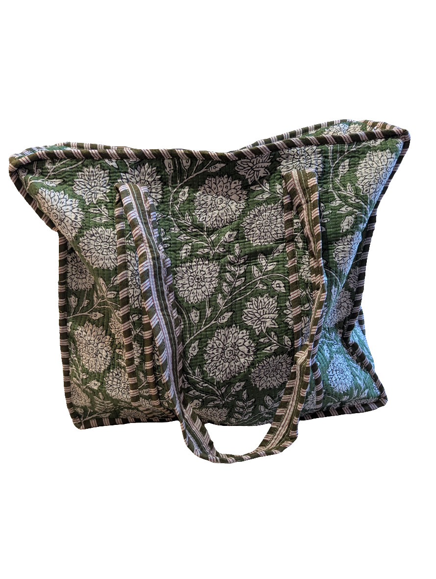 Green Floral Tote bag