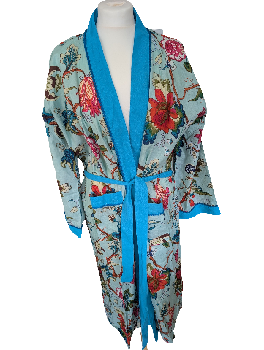 Blue Lightweight 100% cotton robe
