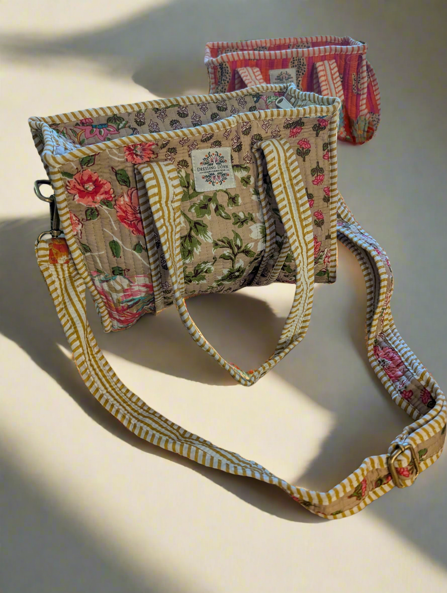 Beige cross over bag