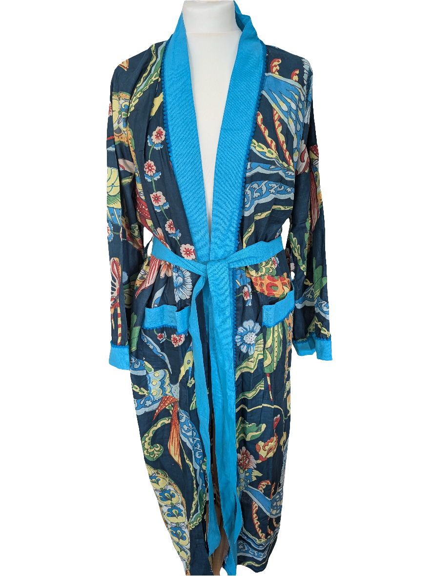 Dark Blue Lightweight 100% cotton robe