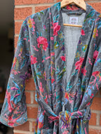 Bird of Paradise – Slate Blue Velvet Robe