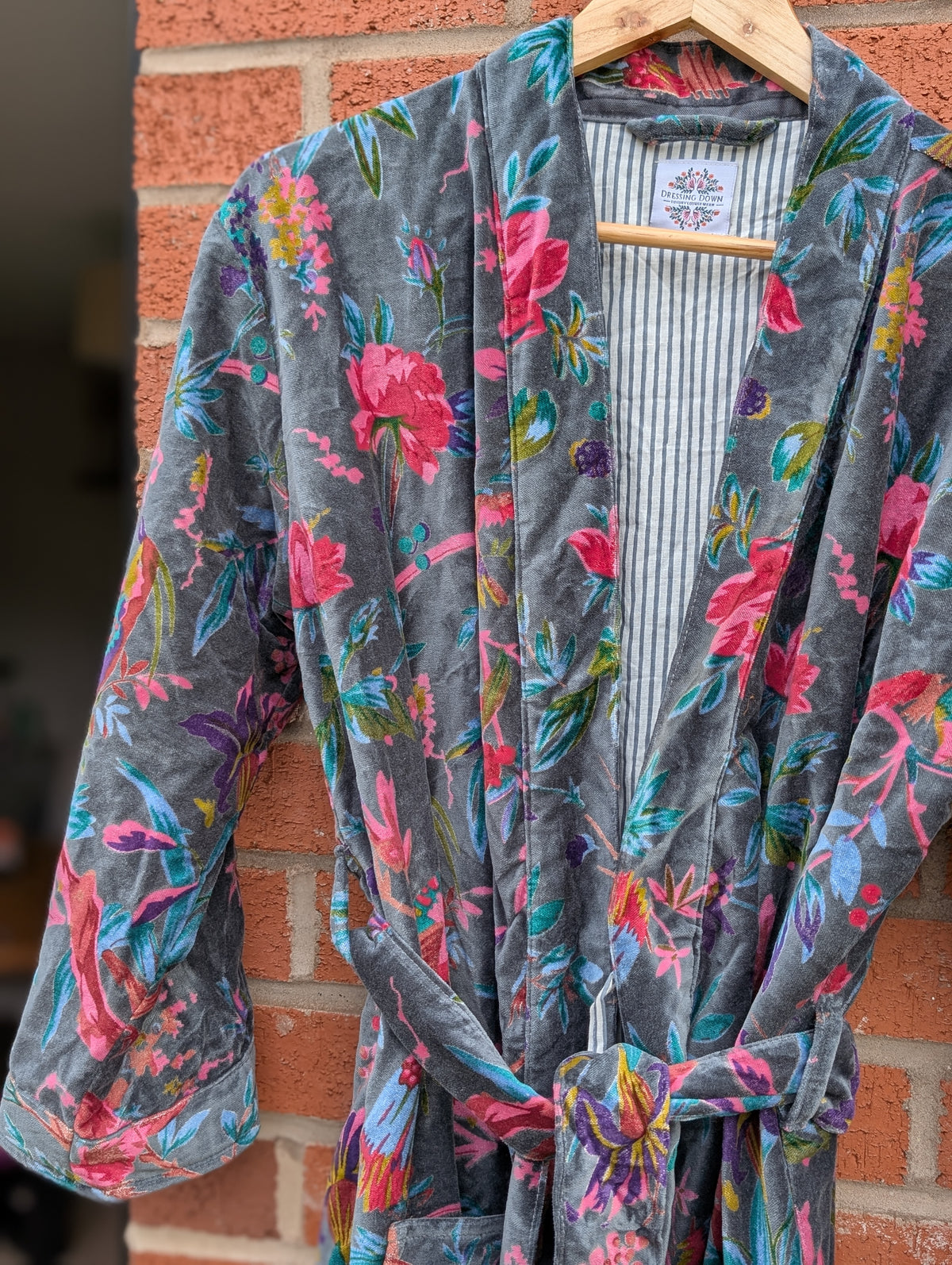 Bird of Paradise – Slate Blue Velvet Robe