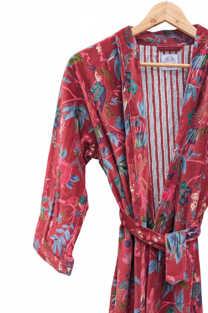 The Birds of Paradise Luxury Robe– Ruby Red