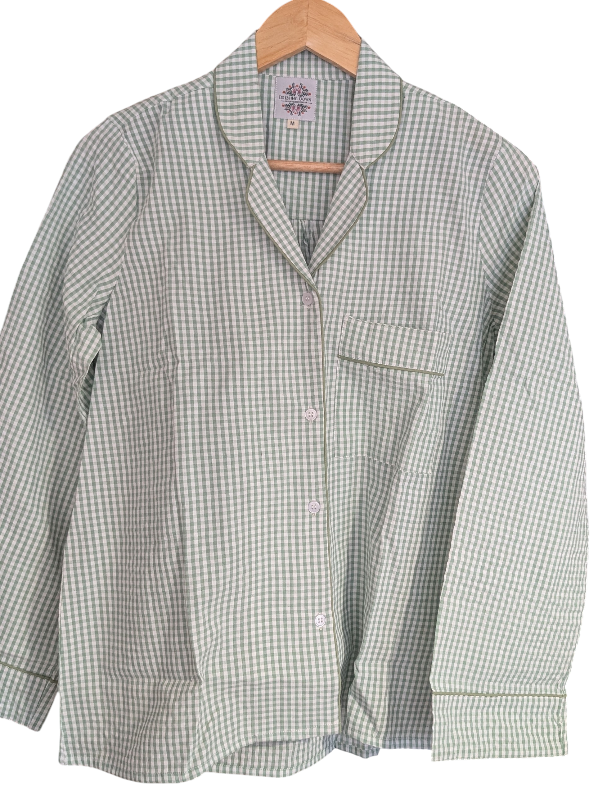 Green Gingham 100% Cotton Pyjama Set