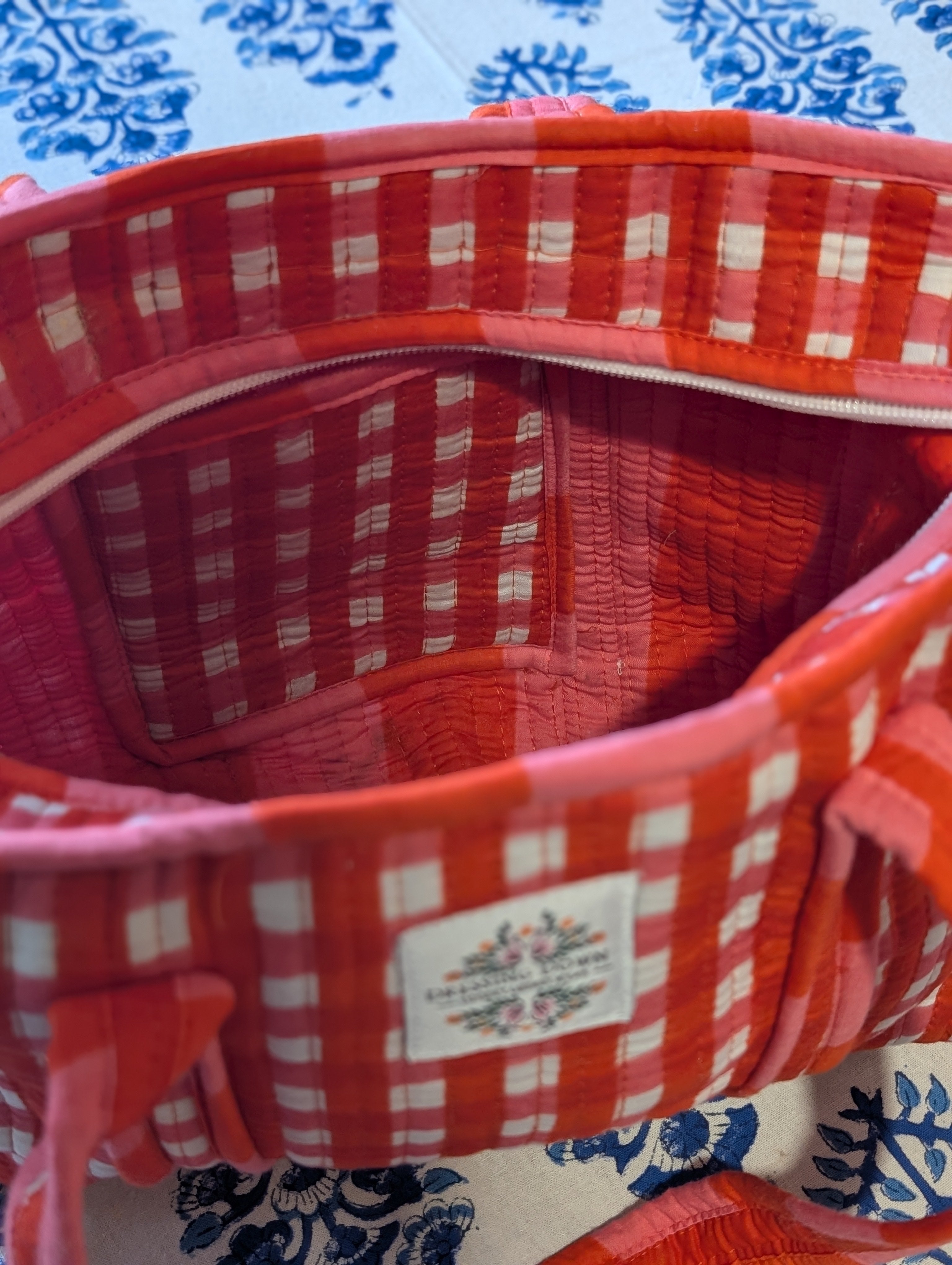 Red cross over bag