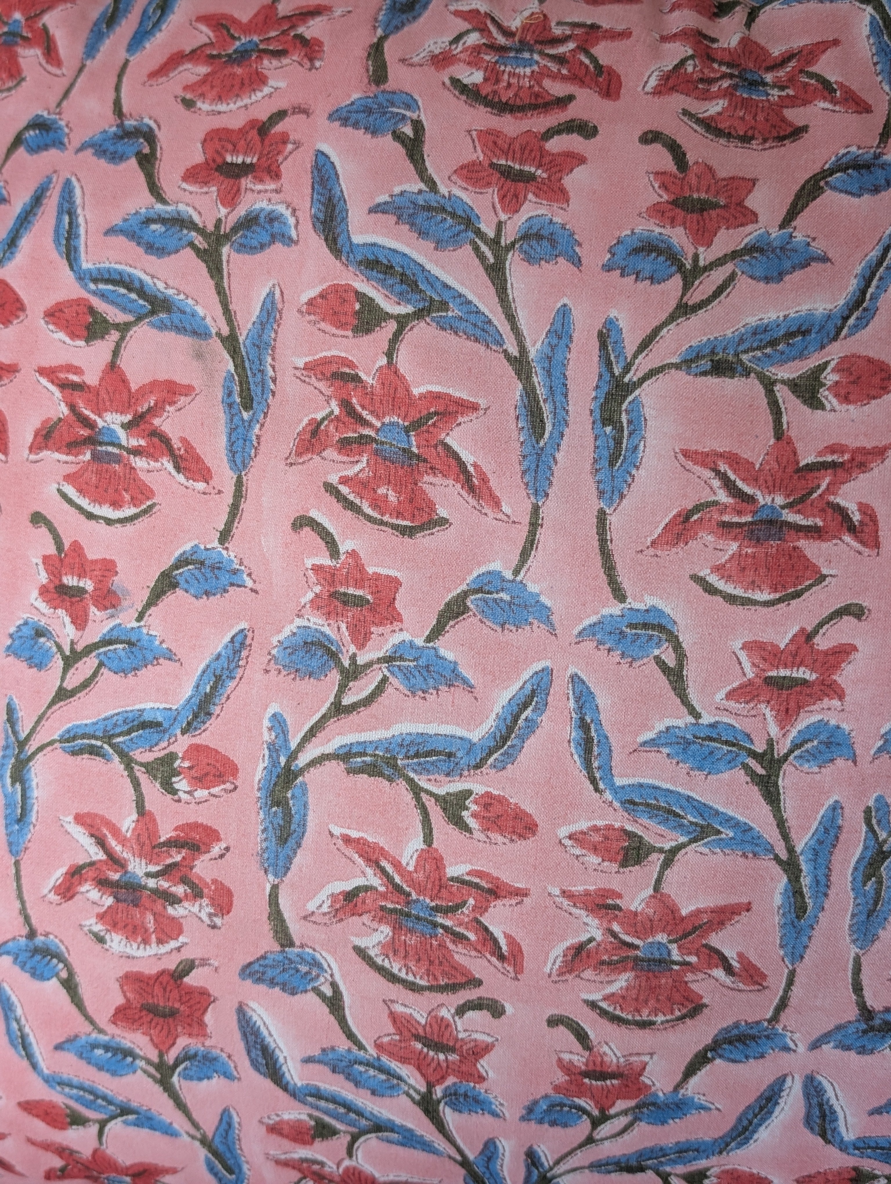 Floral handblock printed cushion
