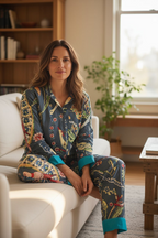 Dark Blue Bird 100% Cotton Pajama set