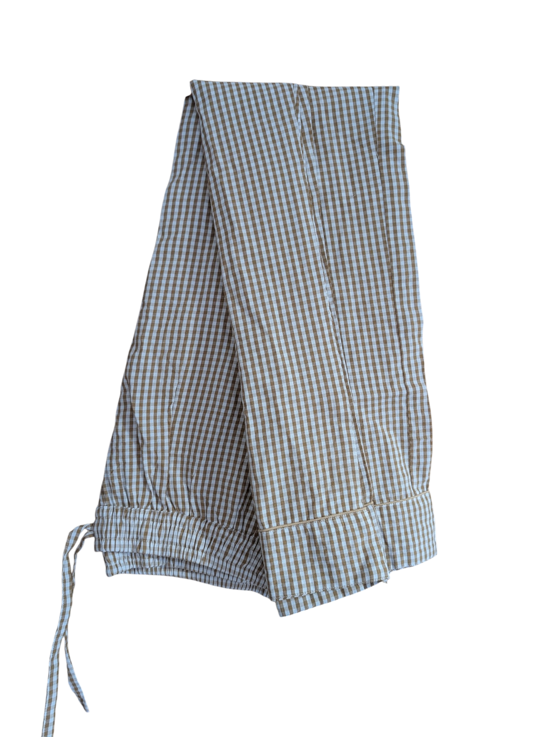 Beige Gingham 100% Cotton Pyjama Set