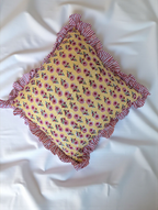 Floral handblock printed cushion