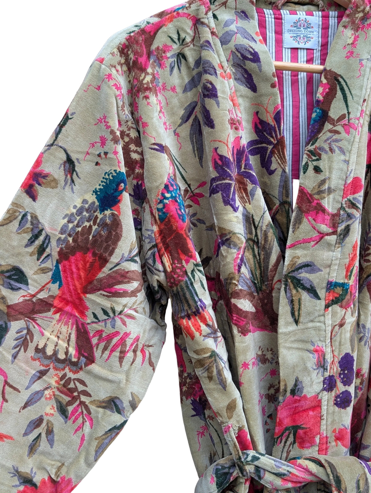 The Birds of Paradise Luxury Robe– Soft Olive.