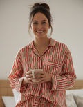 Pink Stripe Leopard Print Pyjama set