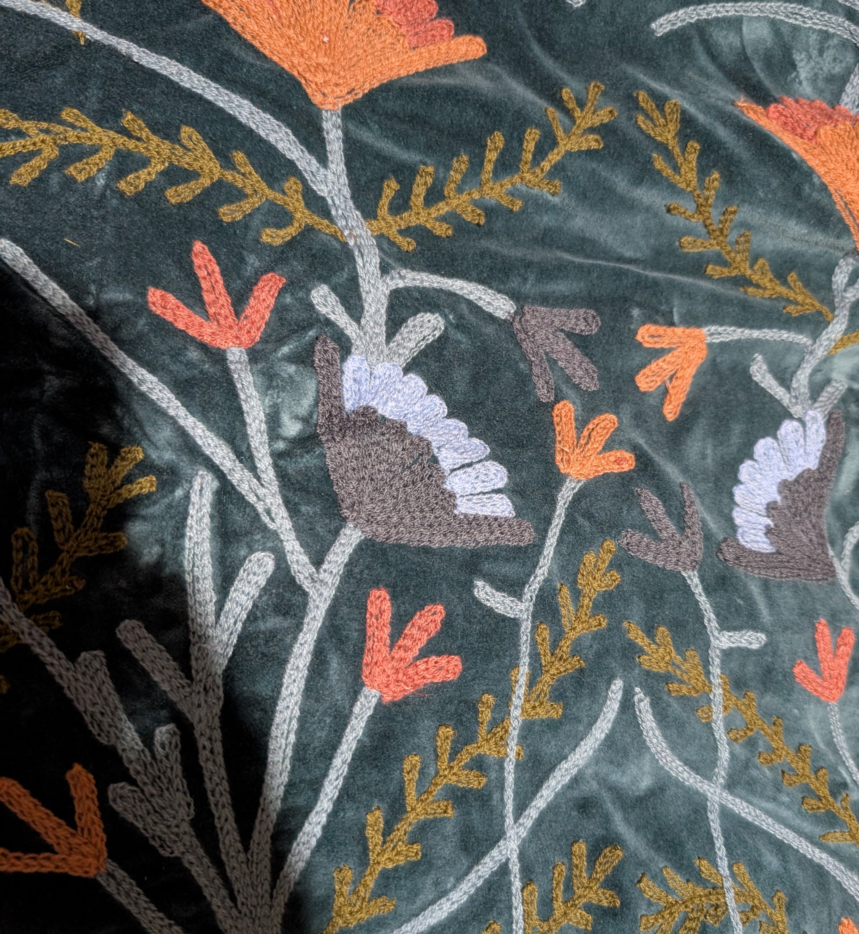 Teal Blue Velvet Suzani Jacket
