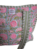 Green and Pink Floral Tote