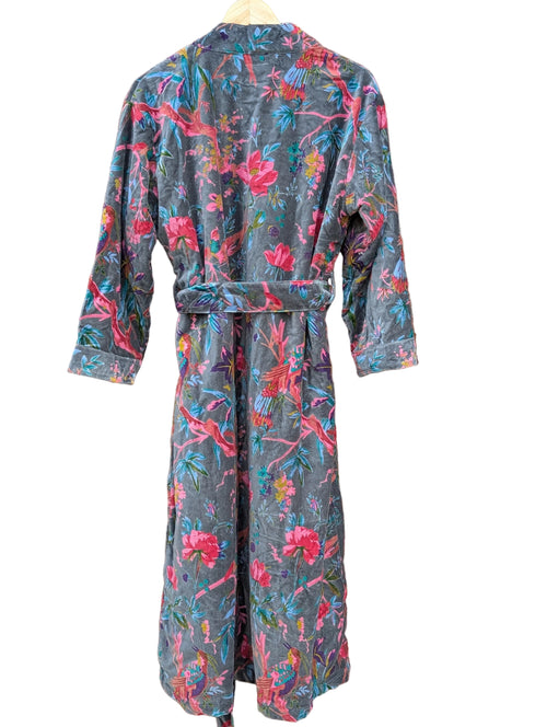 Bird of Paradise – Slate Blue Velvet Robe