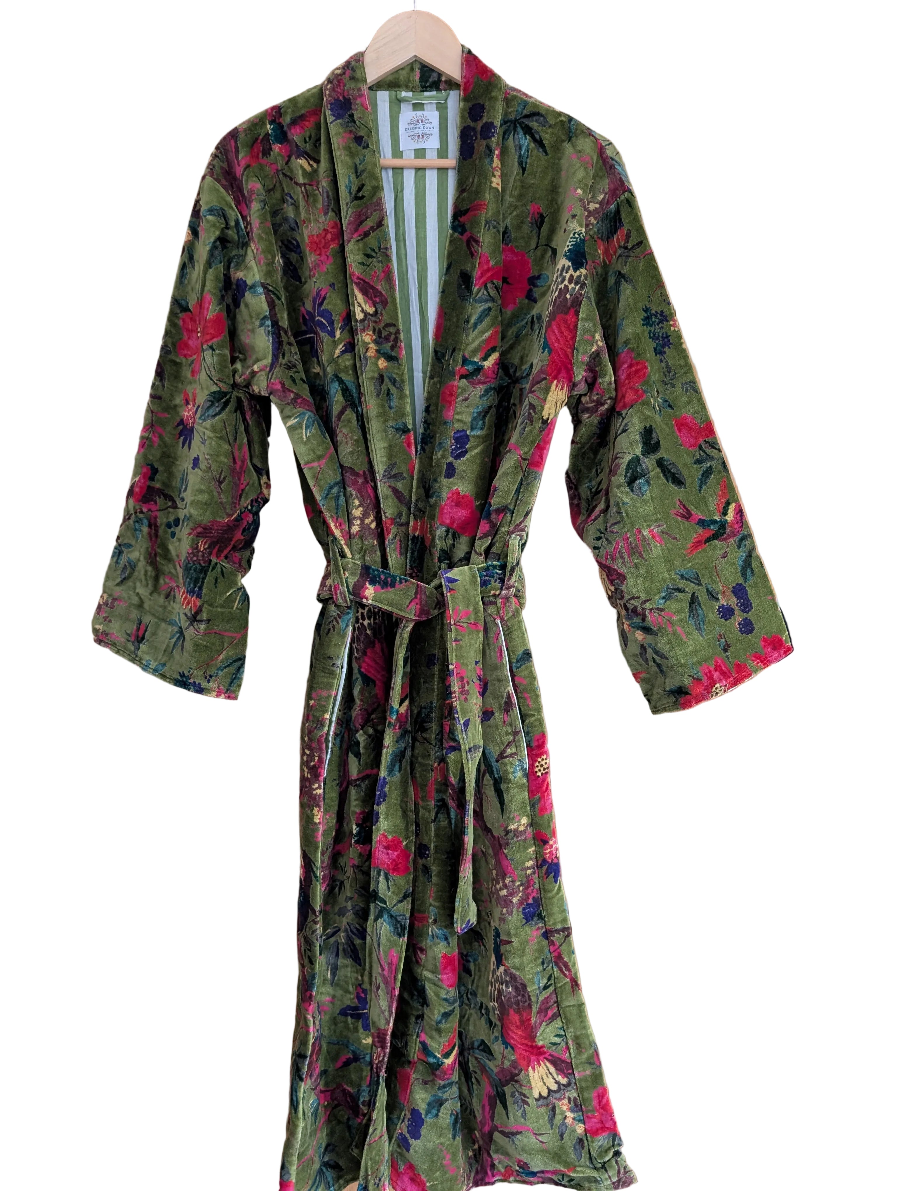 Green Bird Velvet Robe