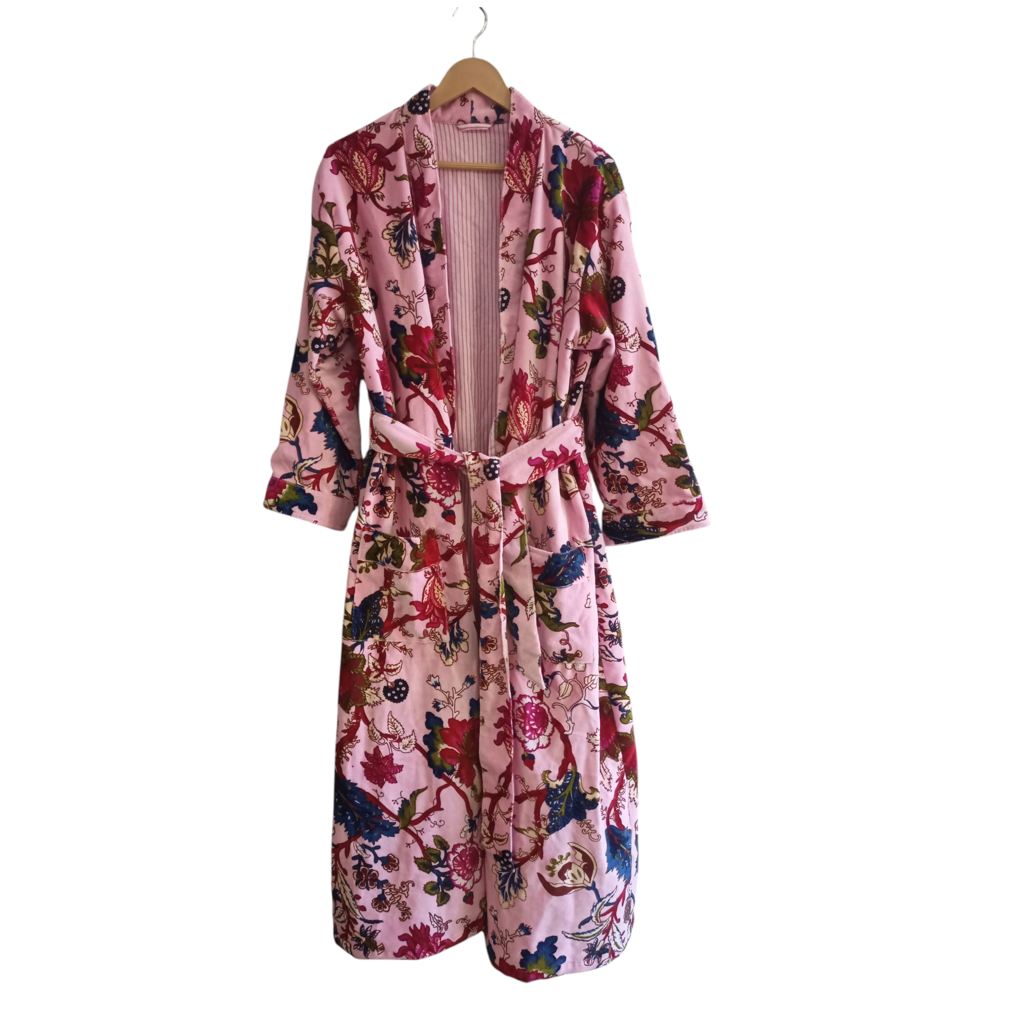 Pink Floral Velvet Robe
