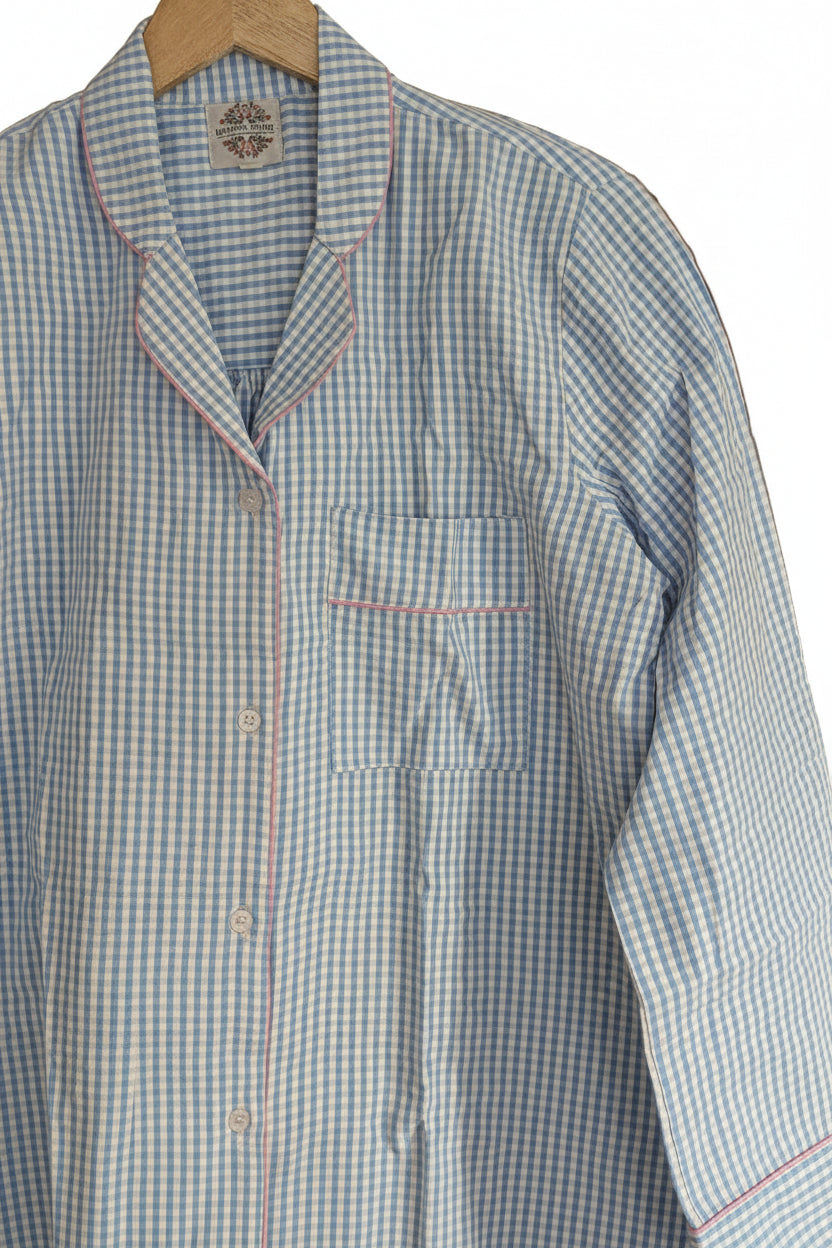 Blue Gingham 100% Cotton Pyjama Set
