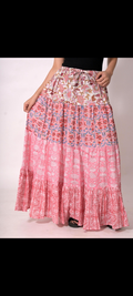 Maxi Patchwork Handblock printed Skirt