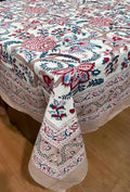 Neutral Handblock print cotton table cloth