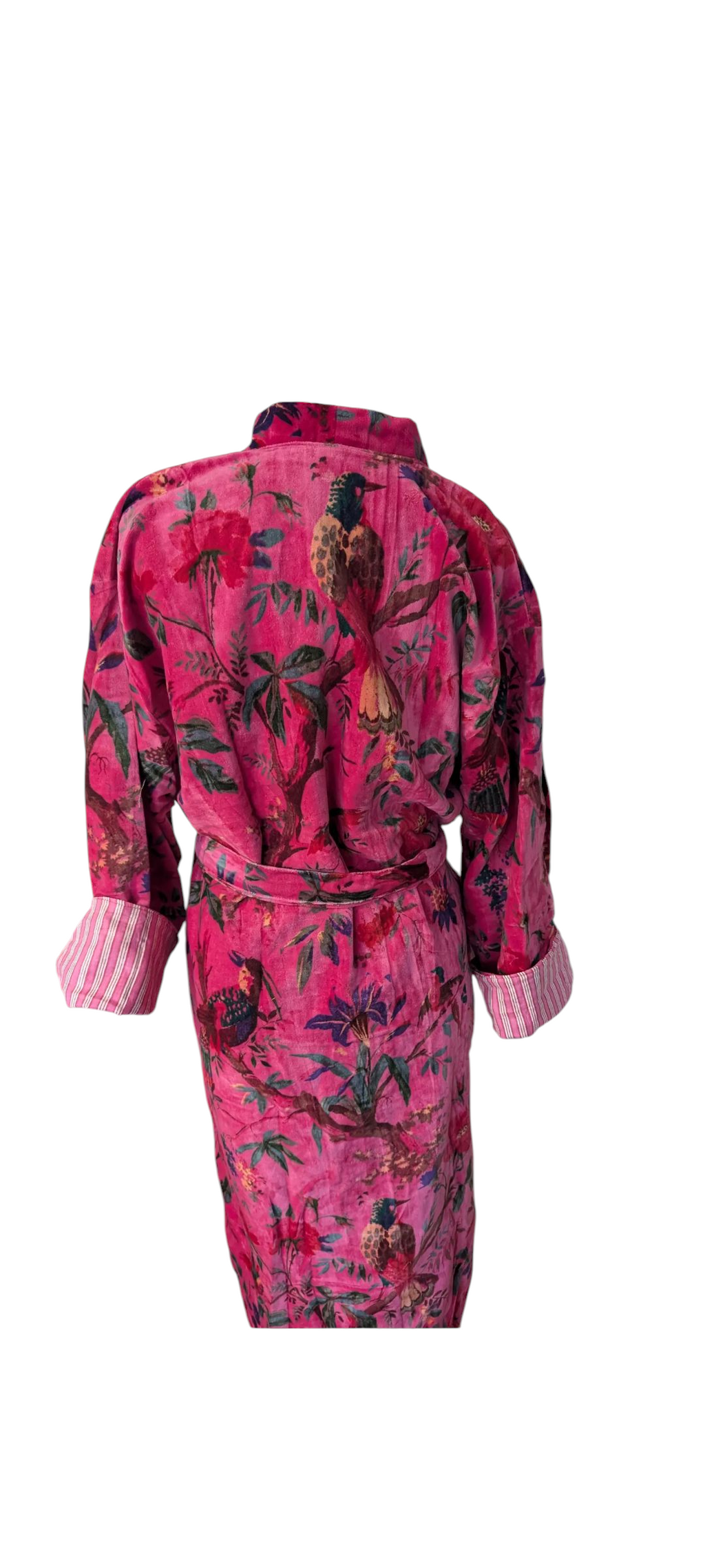 Hot Pink Floral Velvet Robe