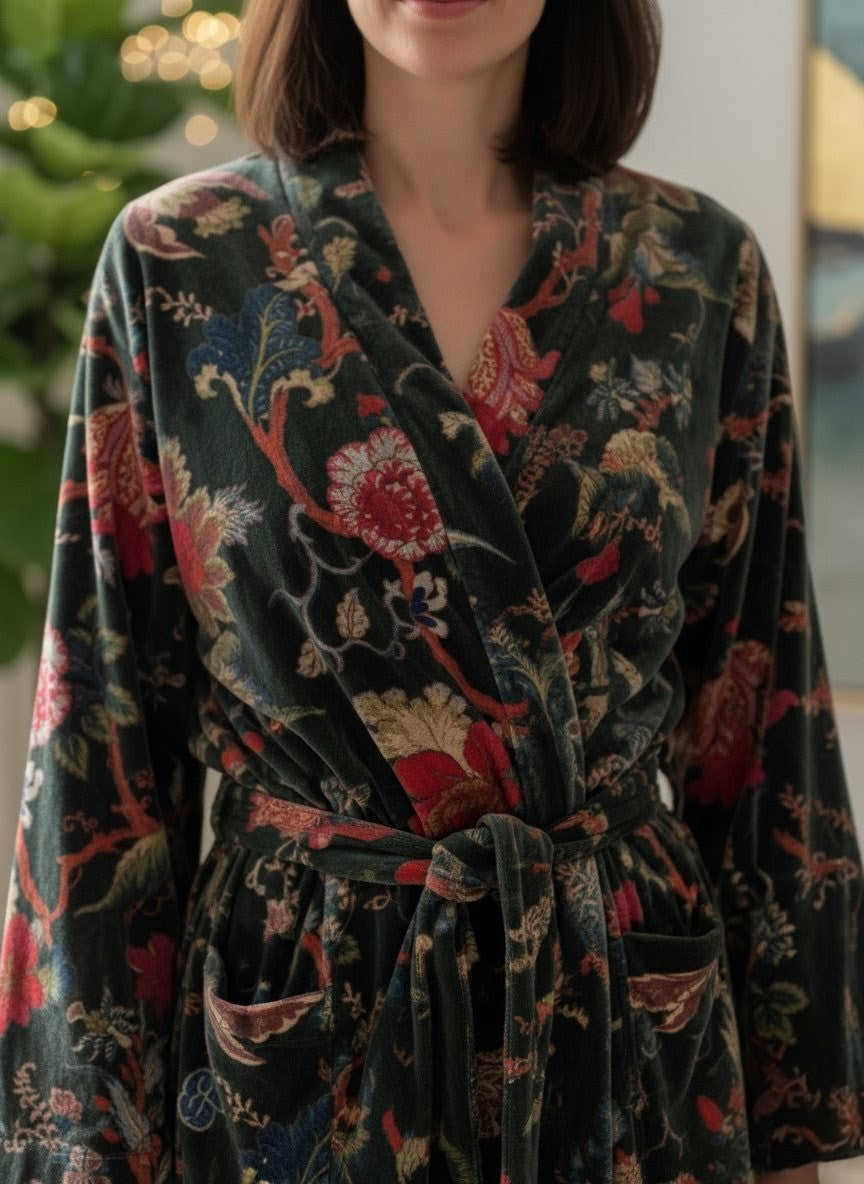 Dark Green Velvet Robe