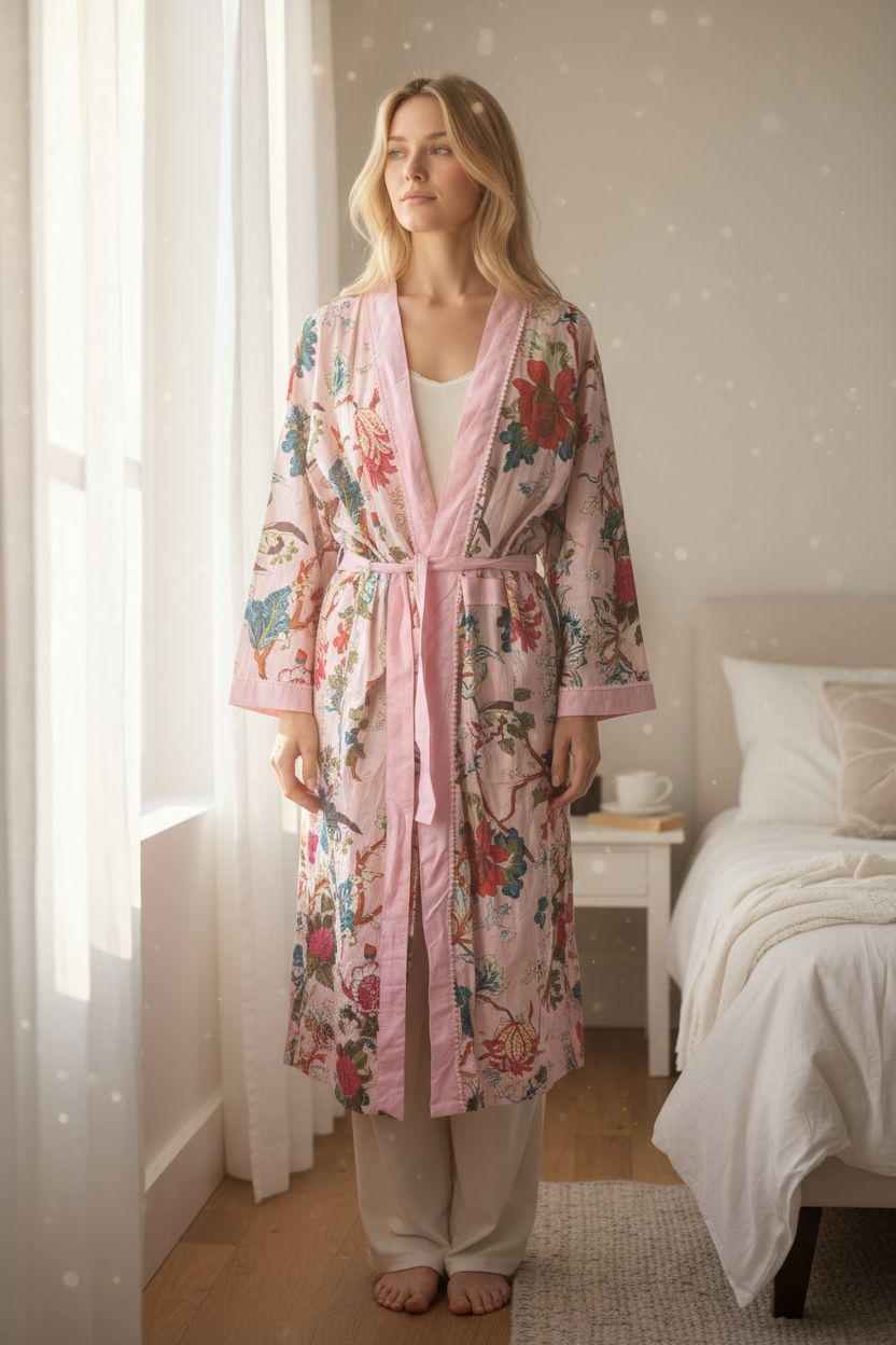 Pink Lightweight 100% cotton robe