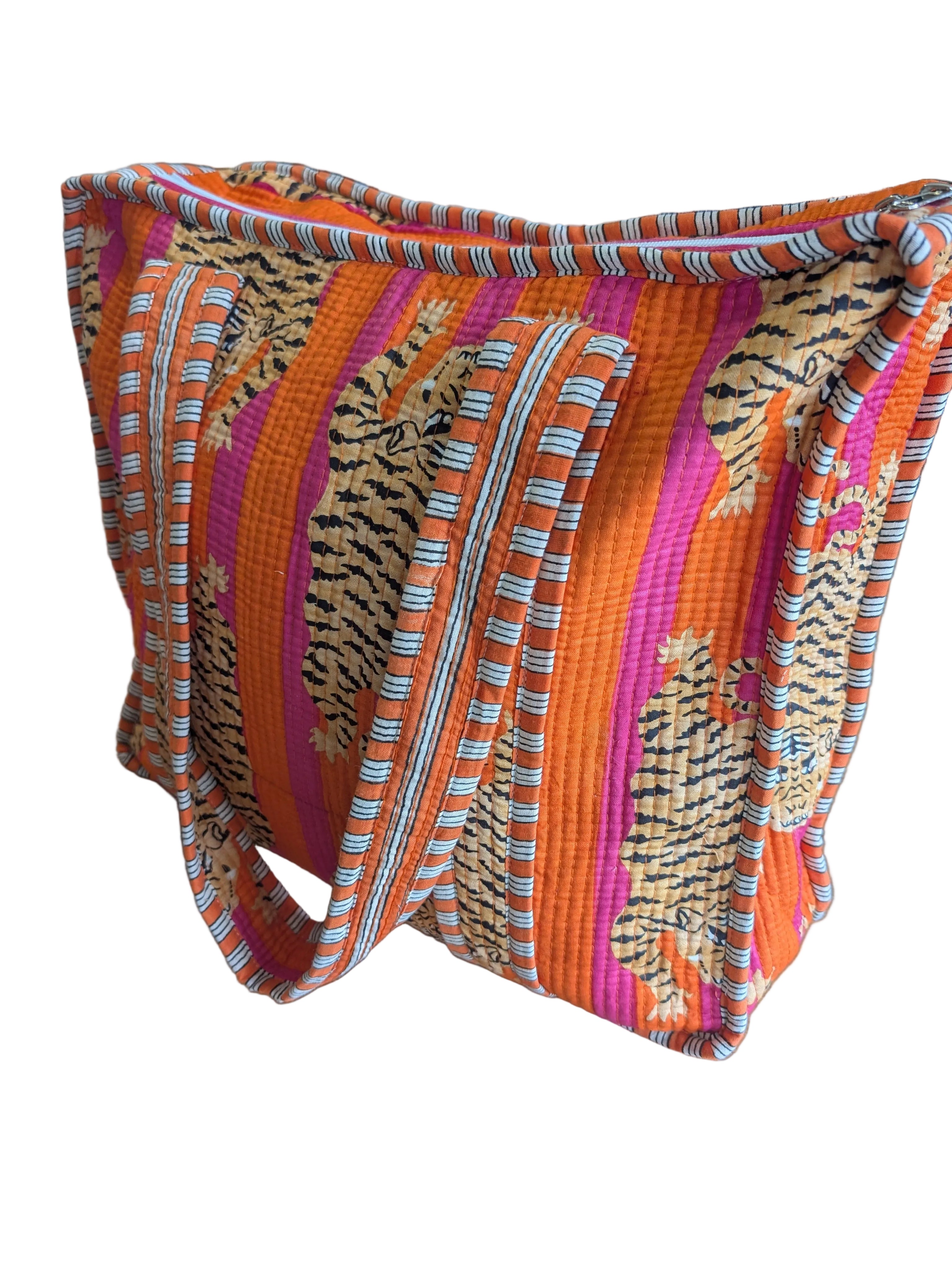 Orange and Pink Tiger Tote