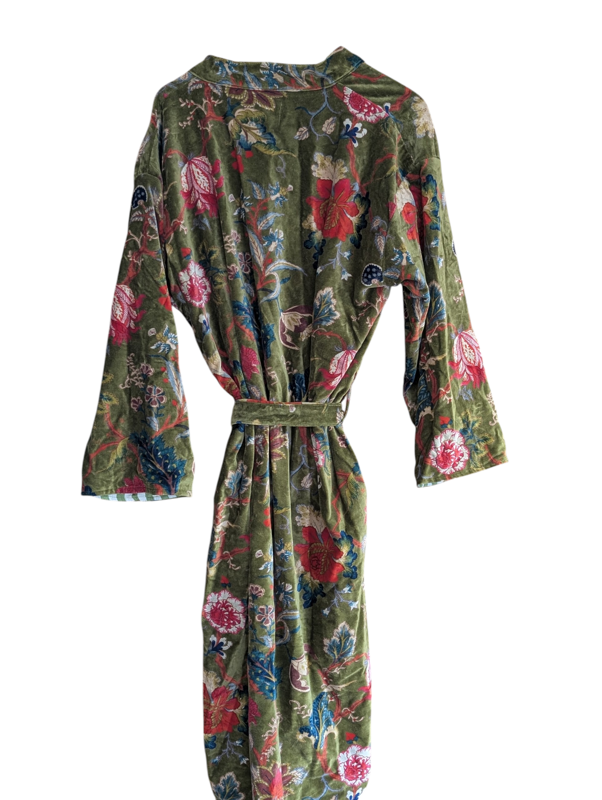 Light Floral Green Velvet Robe