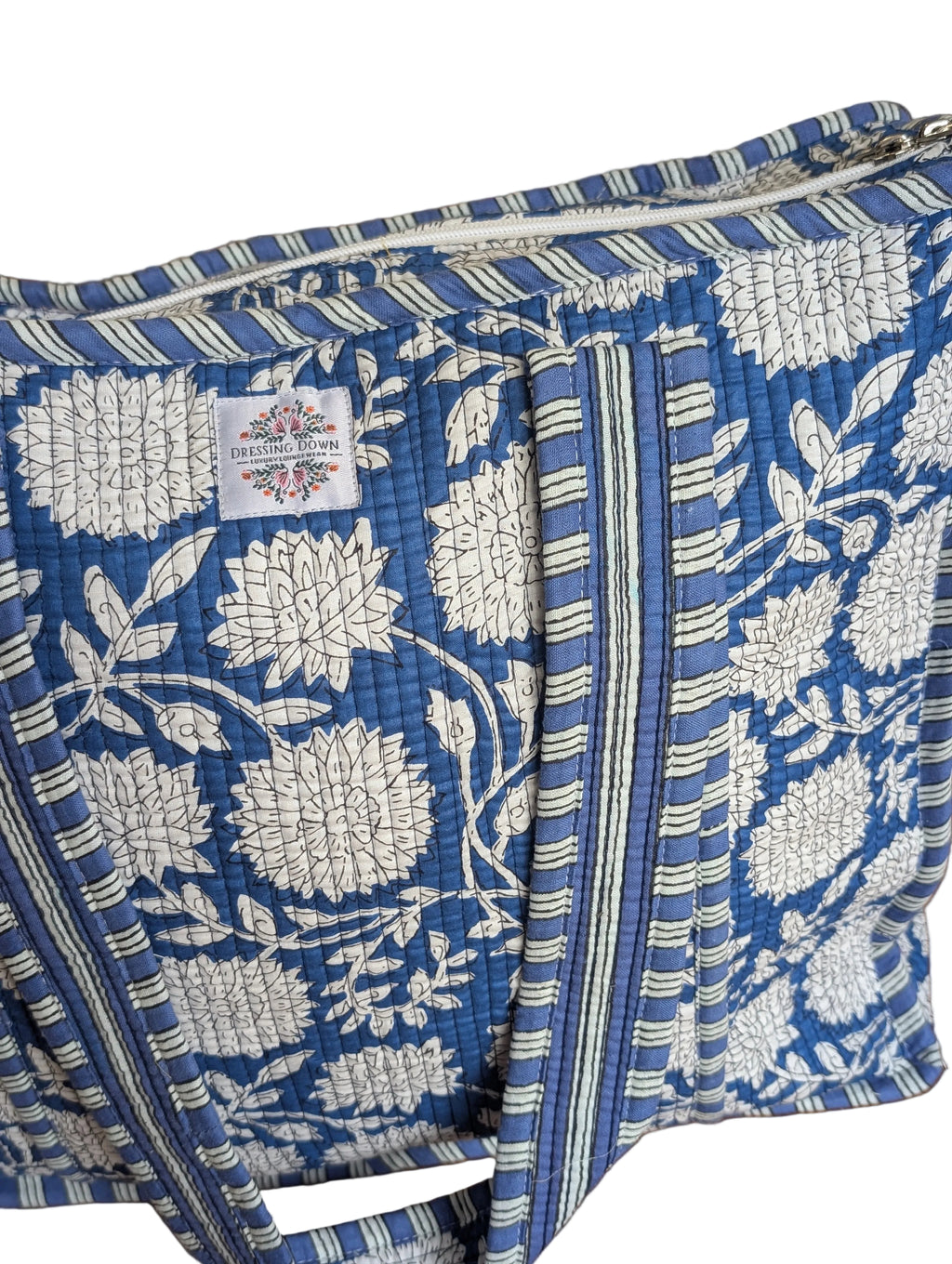 Dark Blue Floral Tote