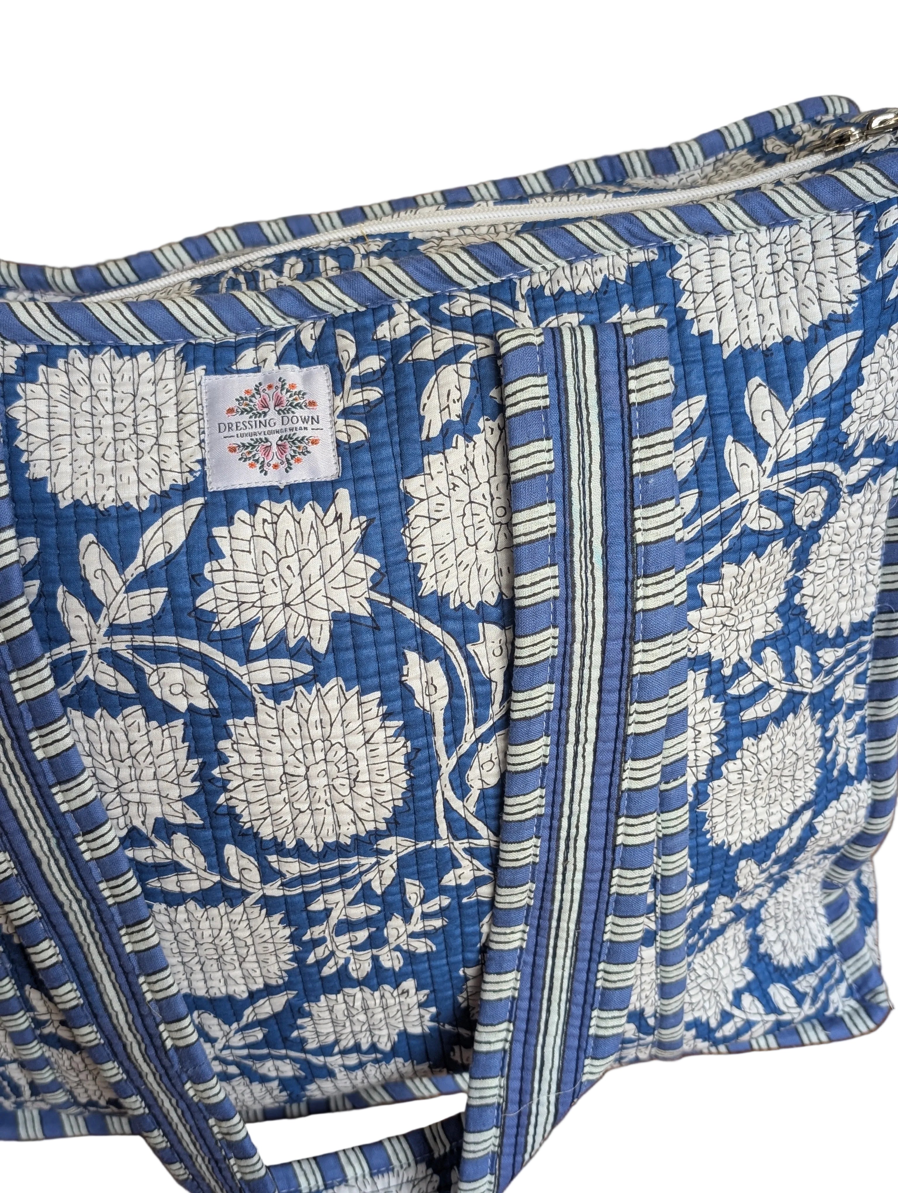 Dark Blue Floral Tote