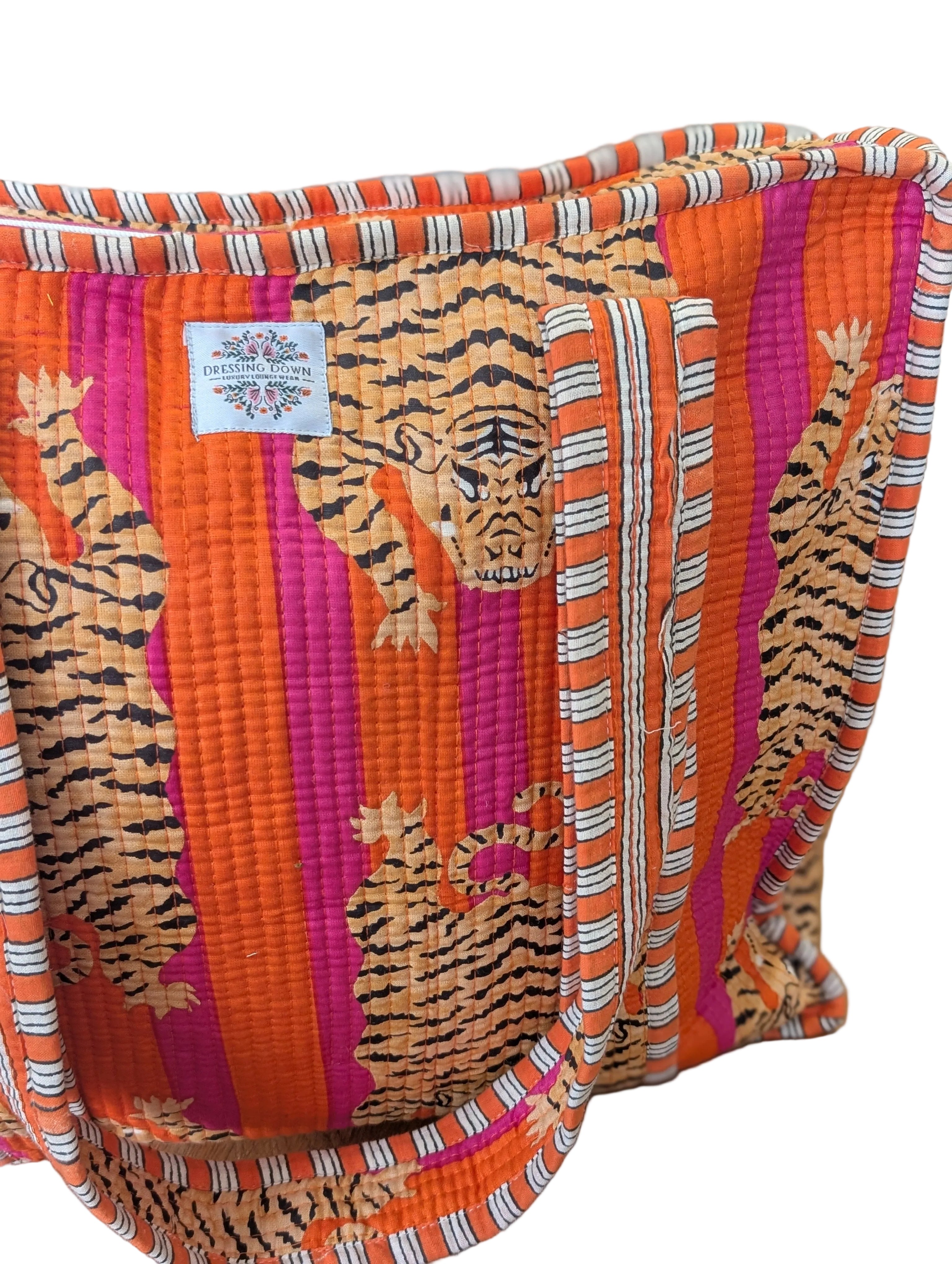 Orange and Pink Tiger Tote