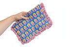 Blue Block Printed Cotton Pouch