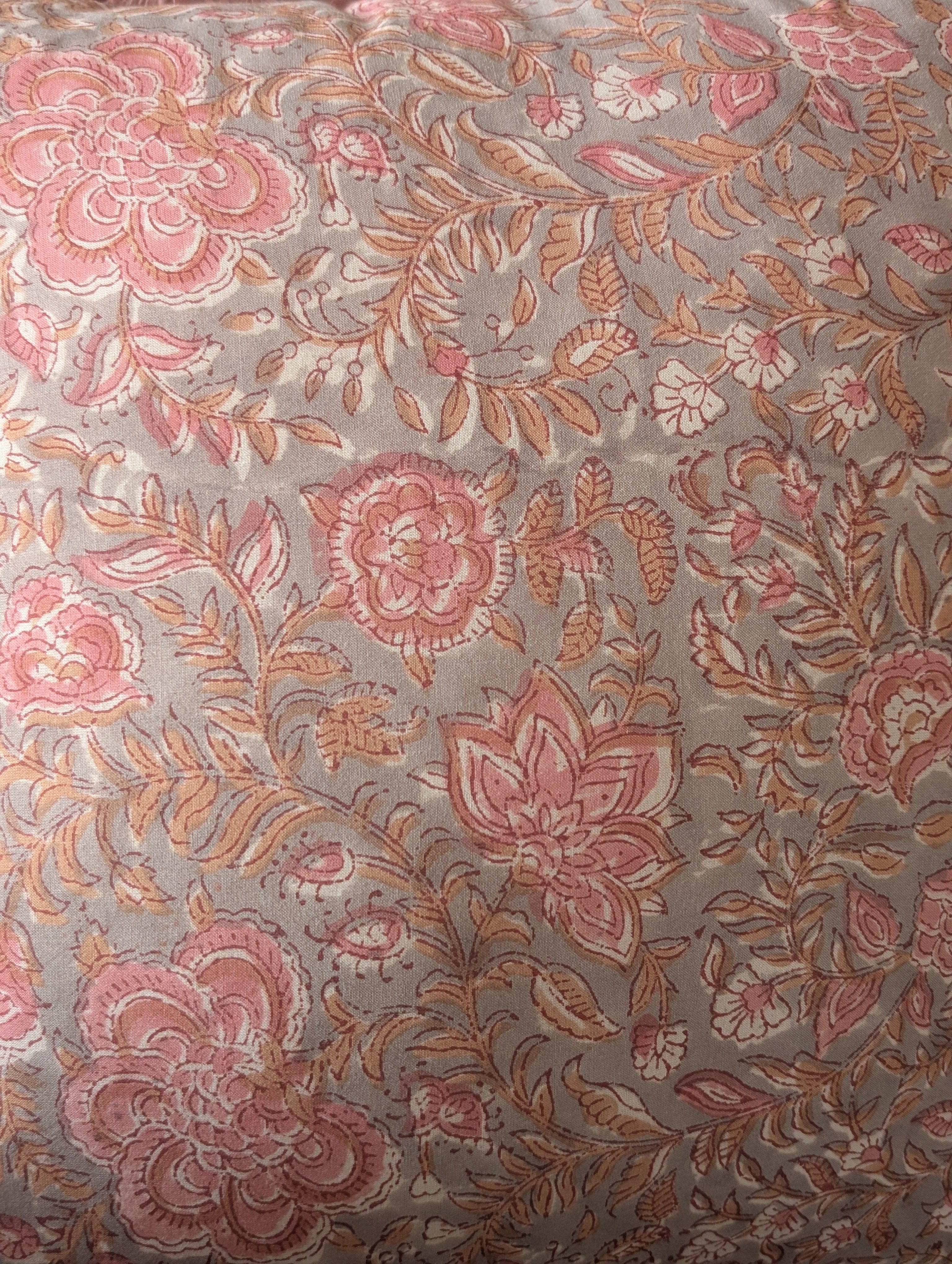 Floral handblock printed cushion
