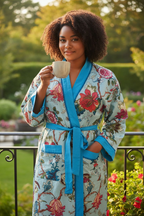 Blue Lightweight 100% cotton robe