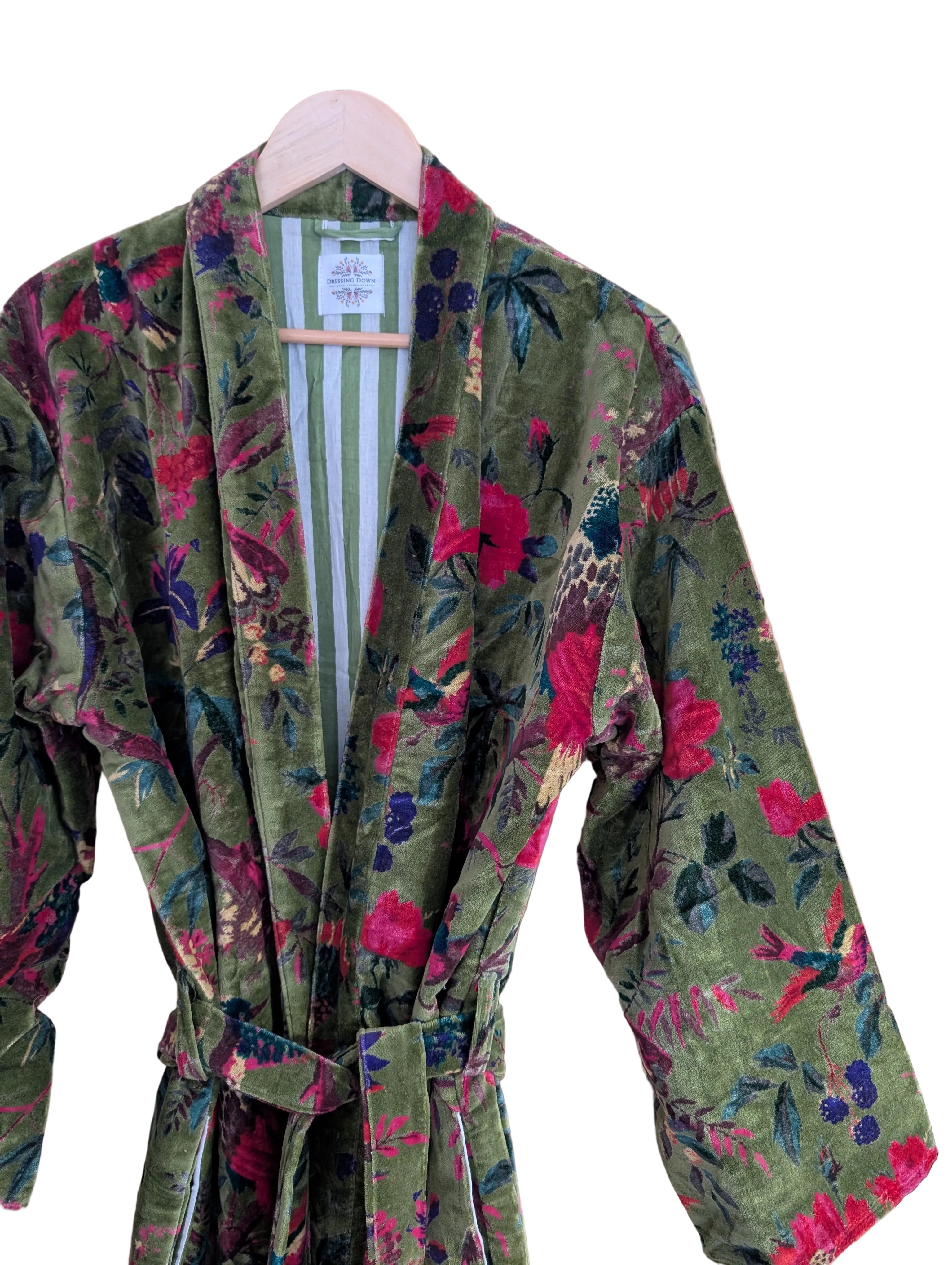 Green Bird Velvet Robe