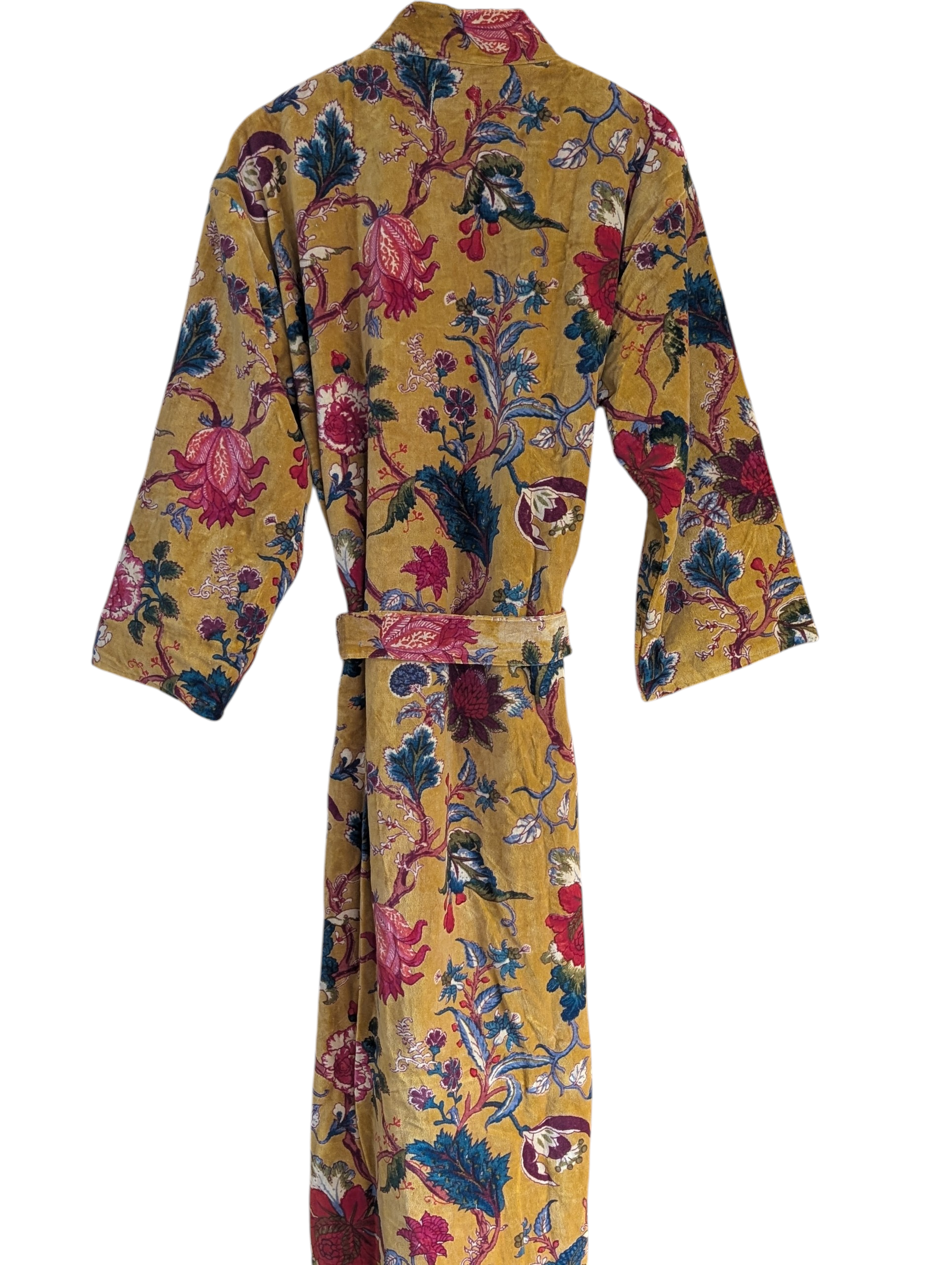 Mustard Floral Velvet Robe