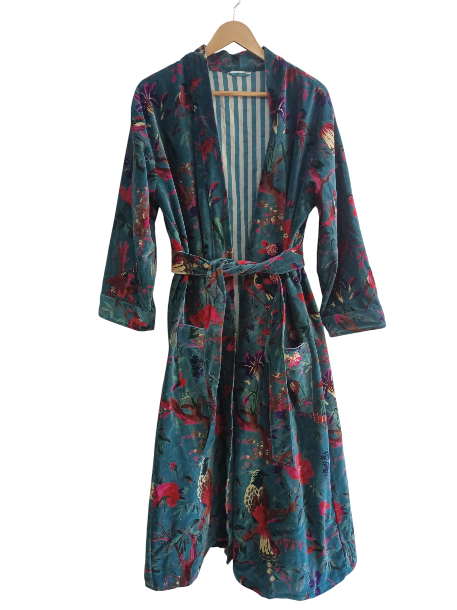 Blue Birds Velvet Robe