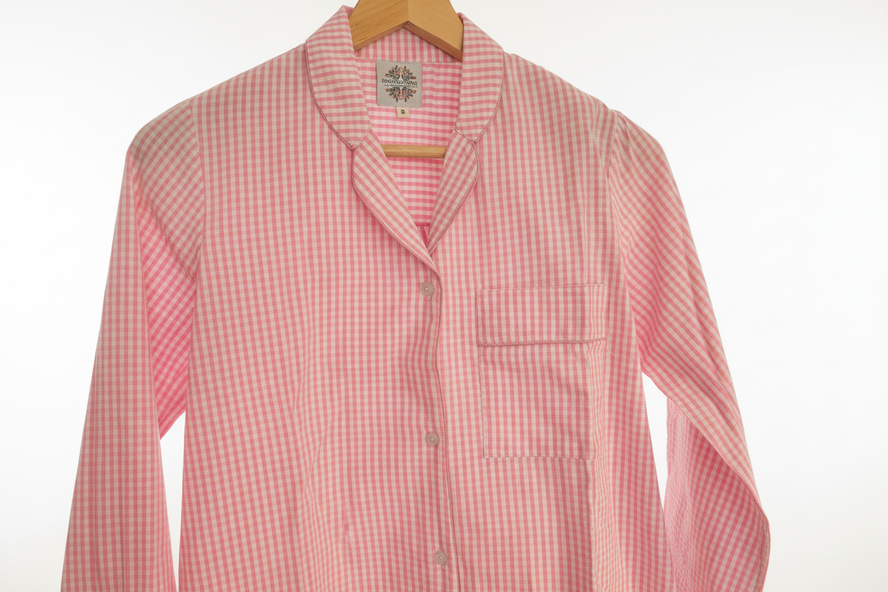 Pink Gingham 100% Cotton Pyjama Set