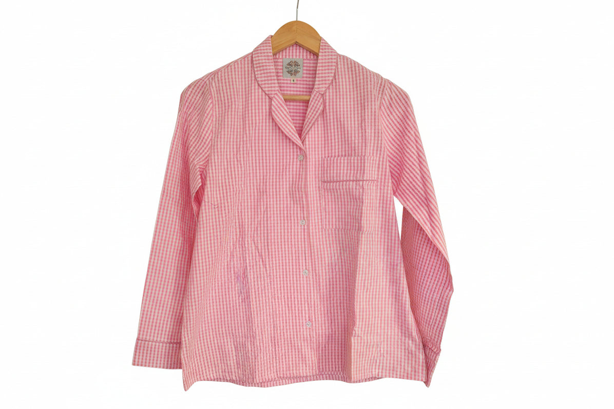 Pink Gingham 100% Cotton Pyjama Set