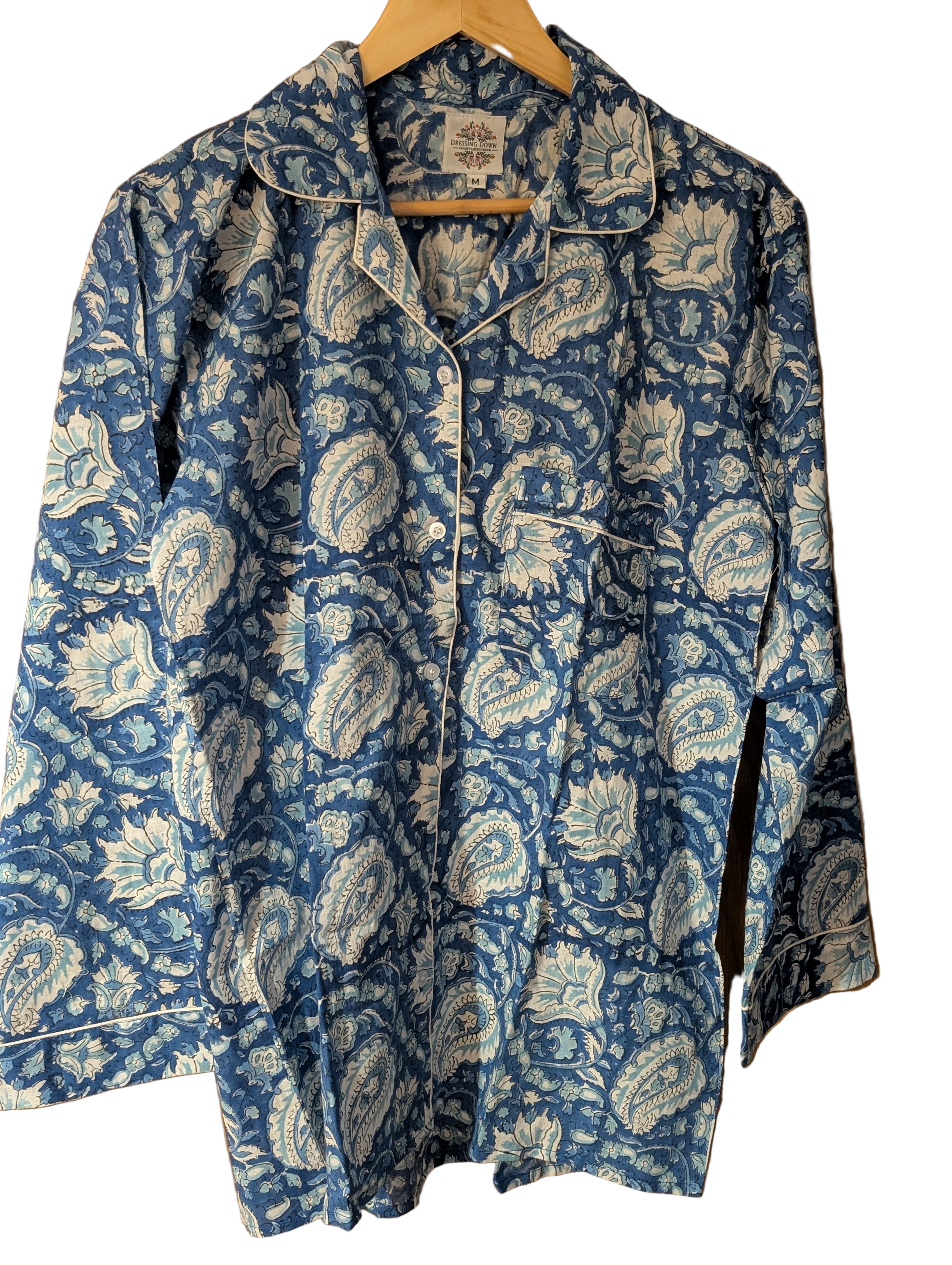 Blue Handblock printed 100% cotton Pajama set