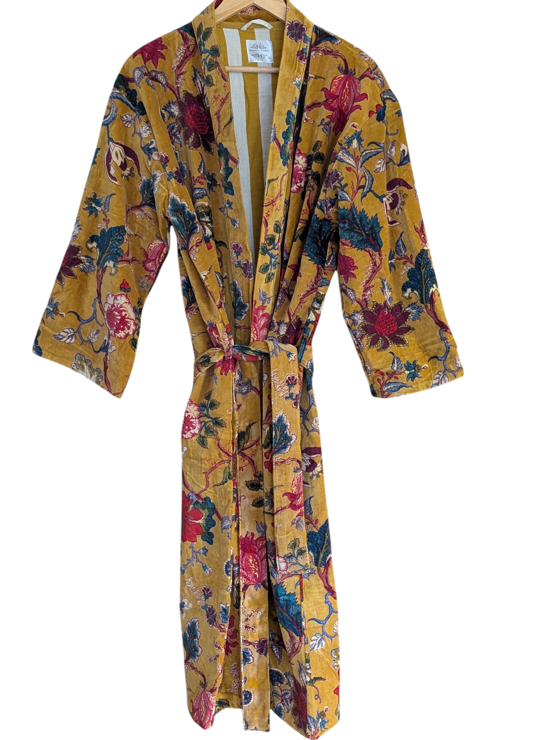 Mustard Floral Velvet Robe