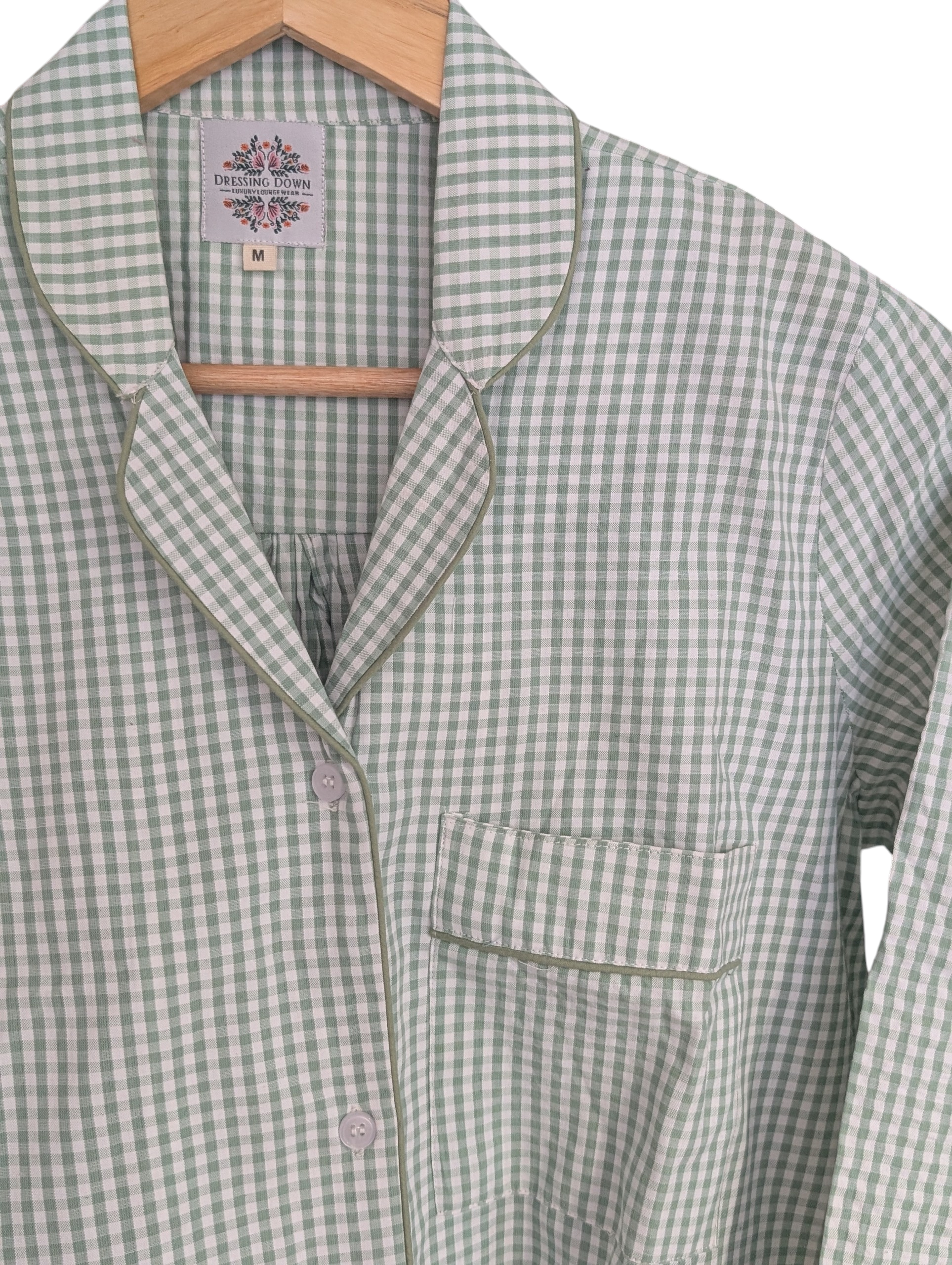 Green Gingham 100% Cotton Pyjama Set