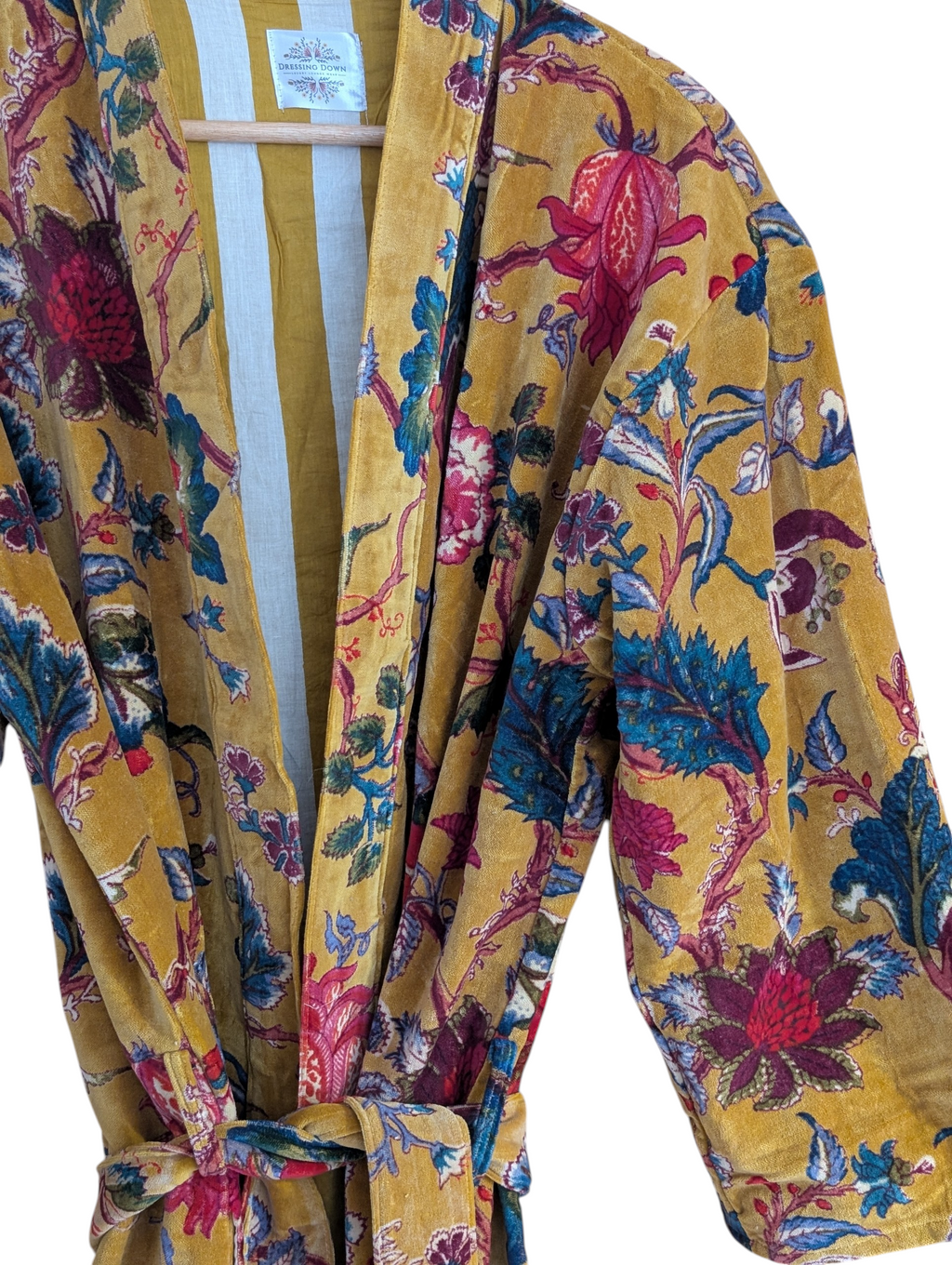 Mustard Floral Velvet Robe