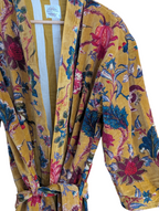 Mustard Floral Velvet Robe