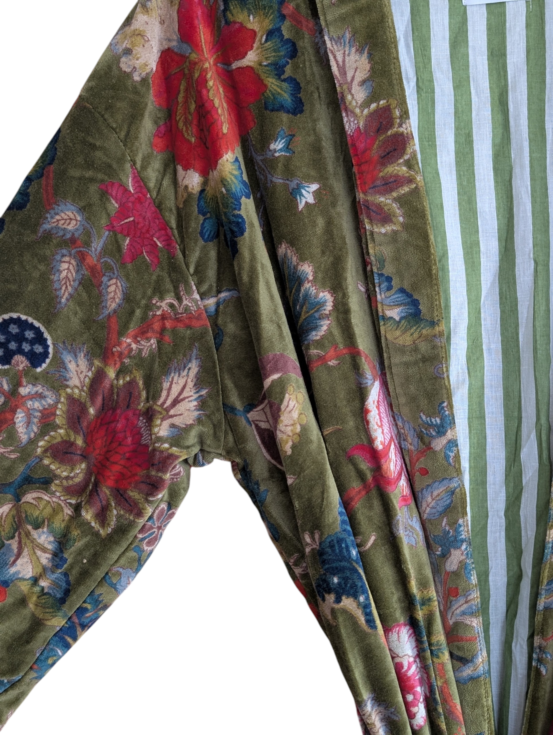 Light Floral Green Velvet Robe