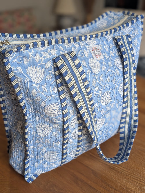Baby Blue Floral Tote